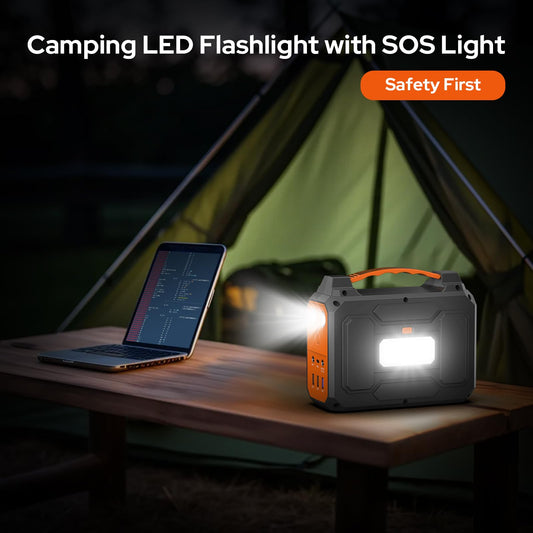 Portable Solar Generator with 300W power station and 40W foldable solar panel, AC outlet, lithium battery for home RV camping and emergencies