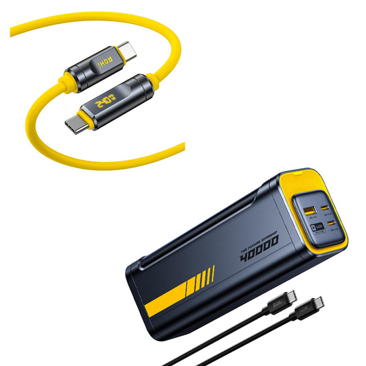 AOHI 140W PD3.1 Power Bank, 40000mAh, USB4 cable, LED display, dual high speed data transfer and 8K video support