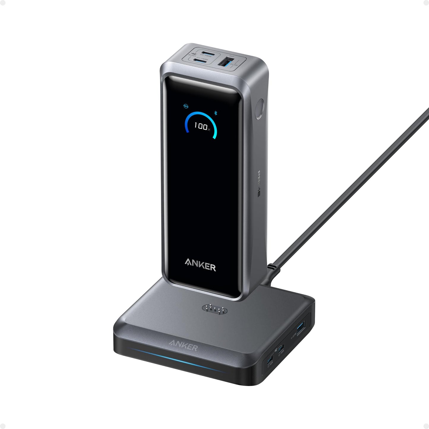 Anker Prime Power Bank with Charging Base, 26250mAh, 300W output, multi device charging, smart app control, portable power solution