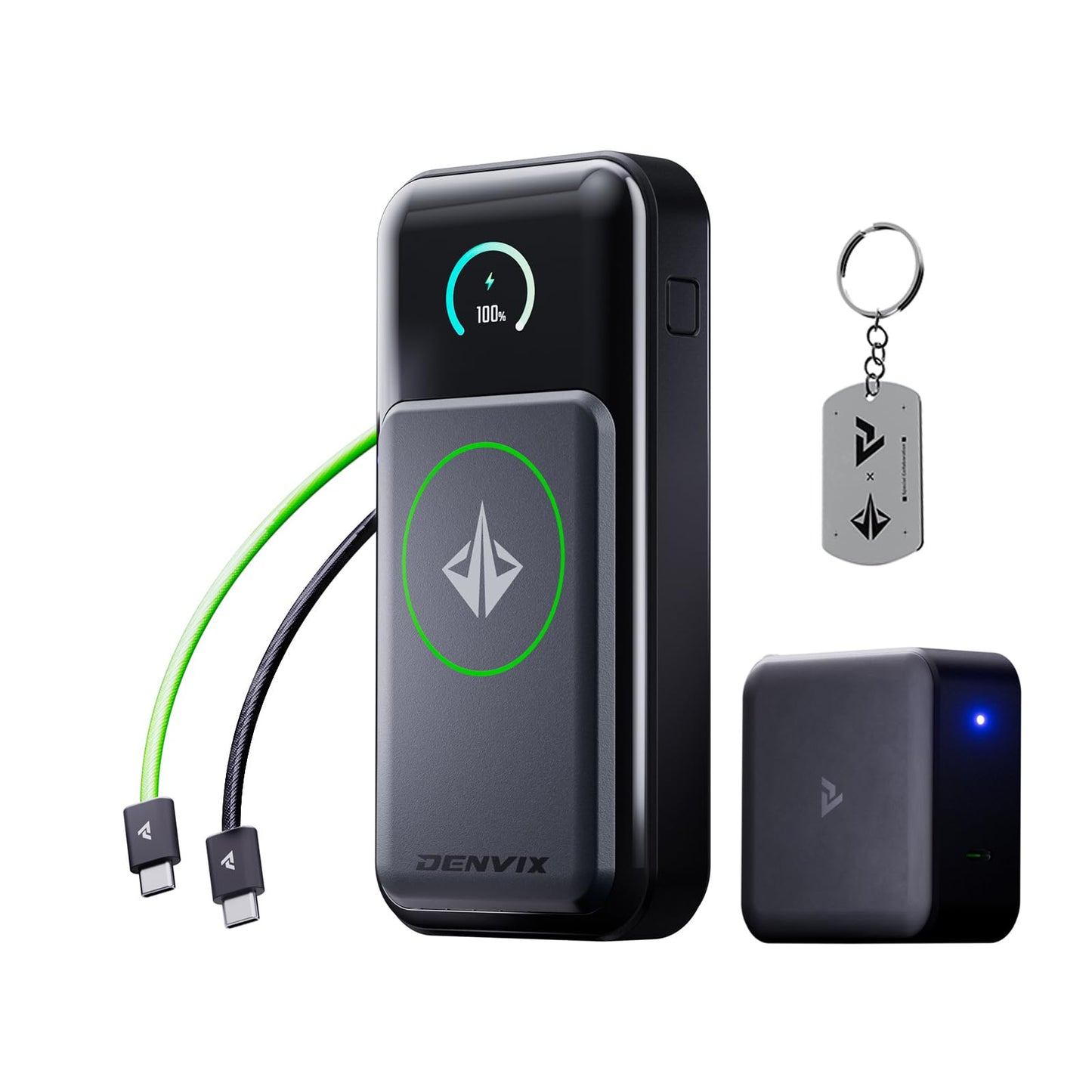DENVIX PowerX Power Bank, 250W 25000mAh, magnetic wireless charging, 4 in 1 portable charger for laptops phones and devices