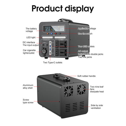 110V Outdoor Power Bank, 120000mAh to 150000mAh, 600Wh large capacity portable power station for camping and emergency use