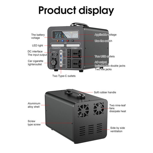 110V Outdoor Power Bank, 120000mAh to 150000mAh, 600Wh large capacity portable power station for camping and emergency use