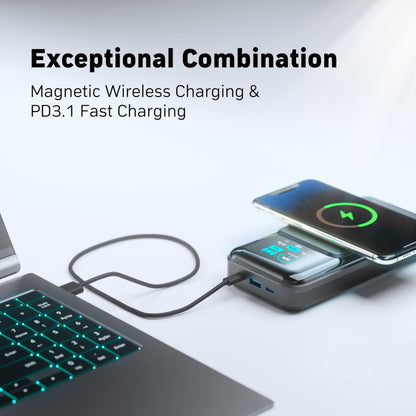 DENVIX PowerX Power Bank, 250W 25000mAh, magnetic wireless charging, 4 in 1 portable charger for laptops phones and devices