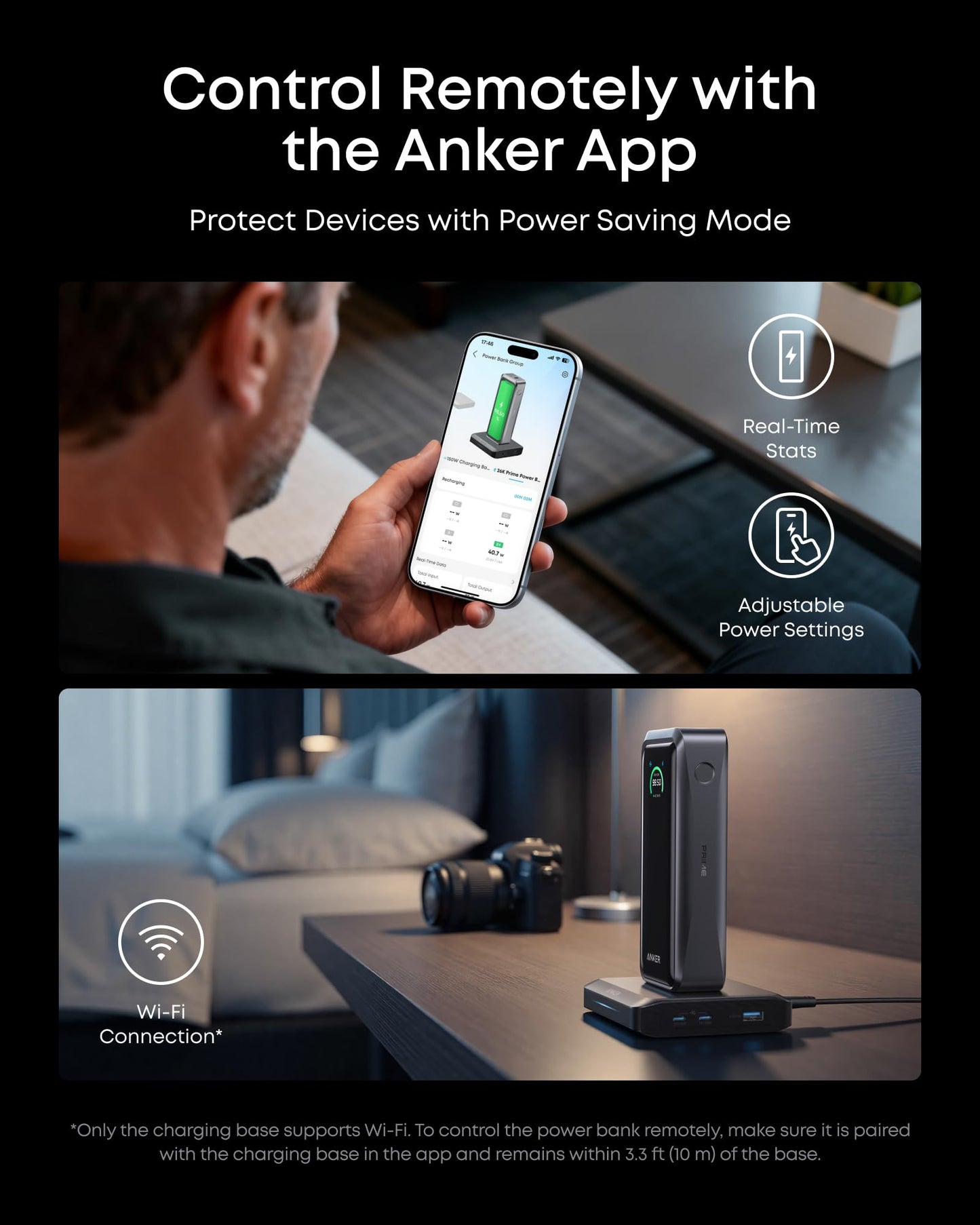 Anker Prime Power Bank with Charging Base, 26250mAh, 300W output, multi device charging, smart app control, portable power solution
