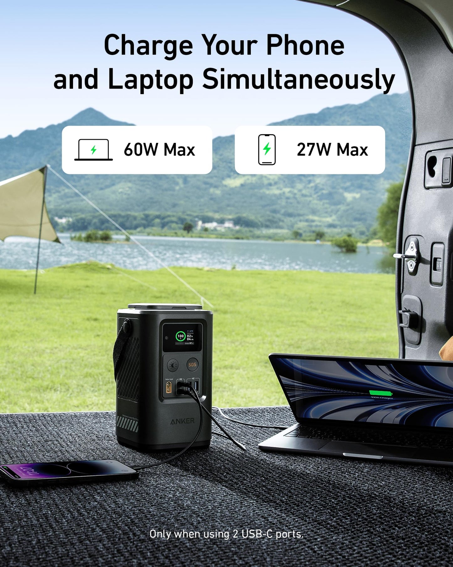 Anker Prime Power Bank, 27650mAh, 250W output, smart app control, multi port portable charger with digital display for travel