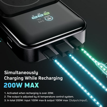 DENVIX PowerX Power Bank, 250W 25000mAh, magnetic wireless charging, 4 in 1 portable charger for laptops phones and devices